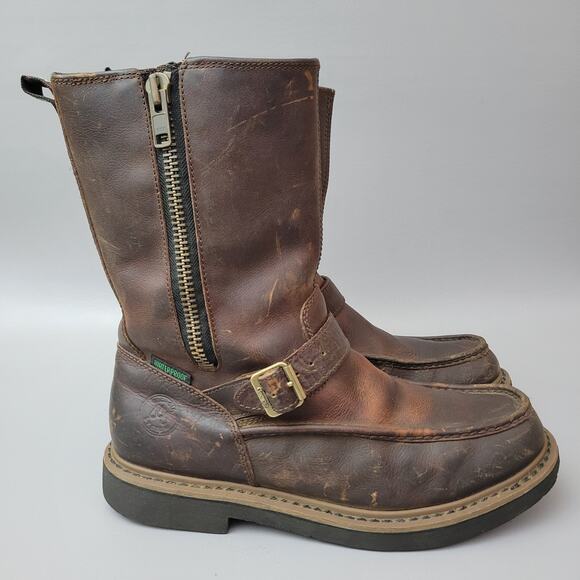 Georgia Wellington G4124 Mens Brown Leather Side Zip Waterproof Work Boot 10.5 M - Picture 4 of 13